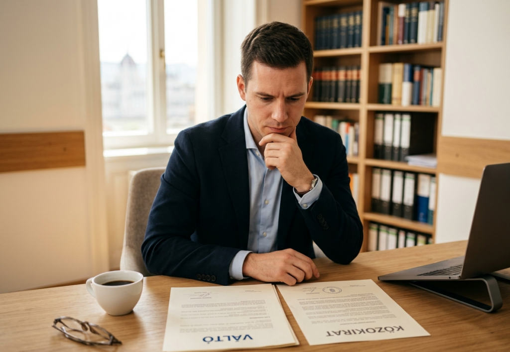 Vállalkozó dönt a váltó és a közokirat között — két dokumentum az íróasztalon biztosítékválasztás előtt